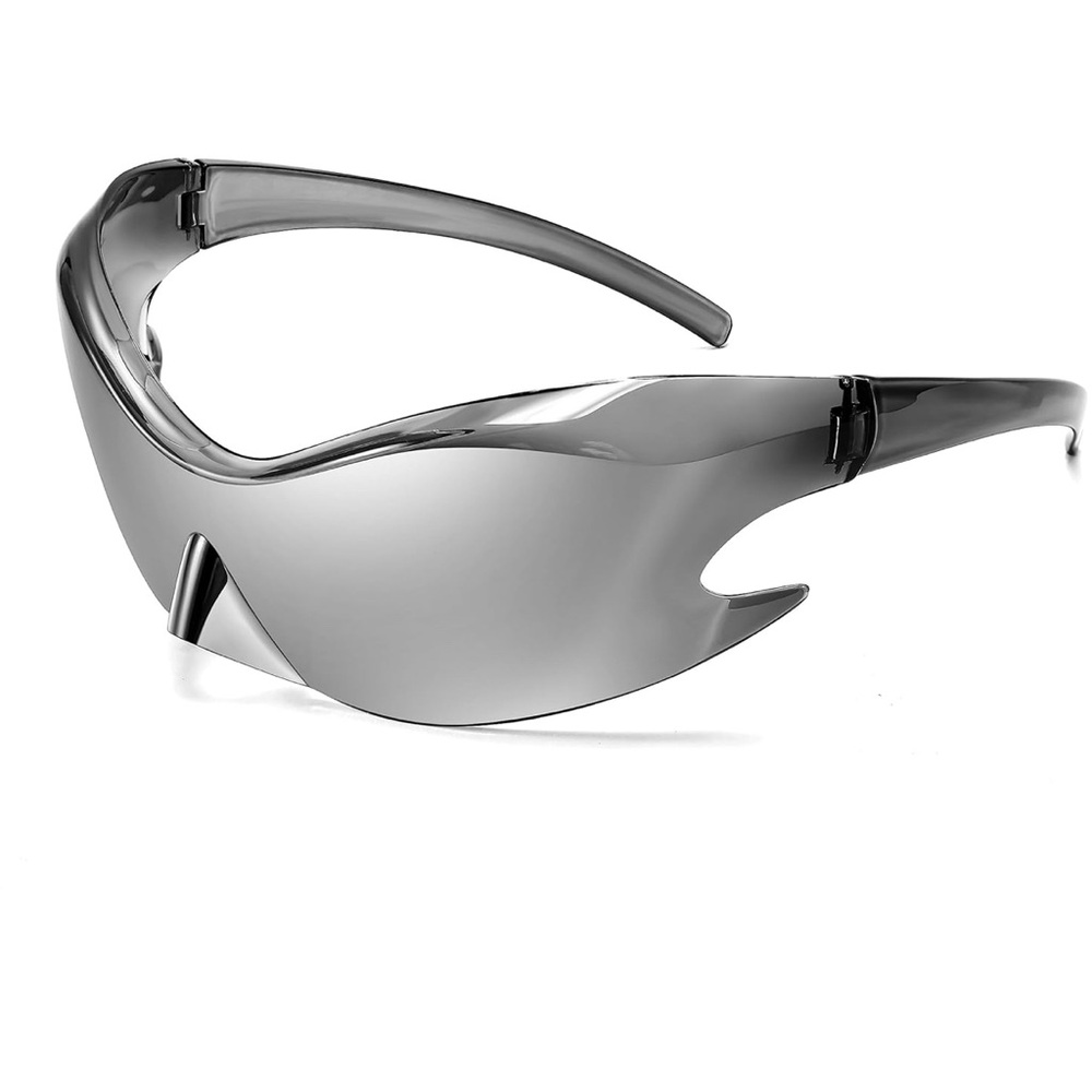 MENS Y2K SPACE Sleek Silver Sunglasses NEW